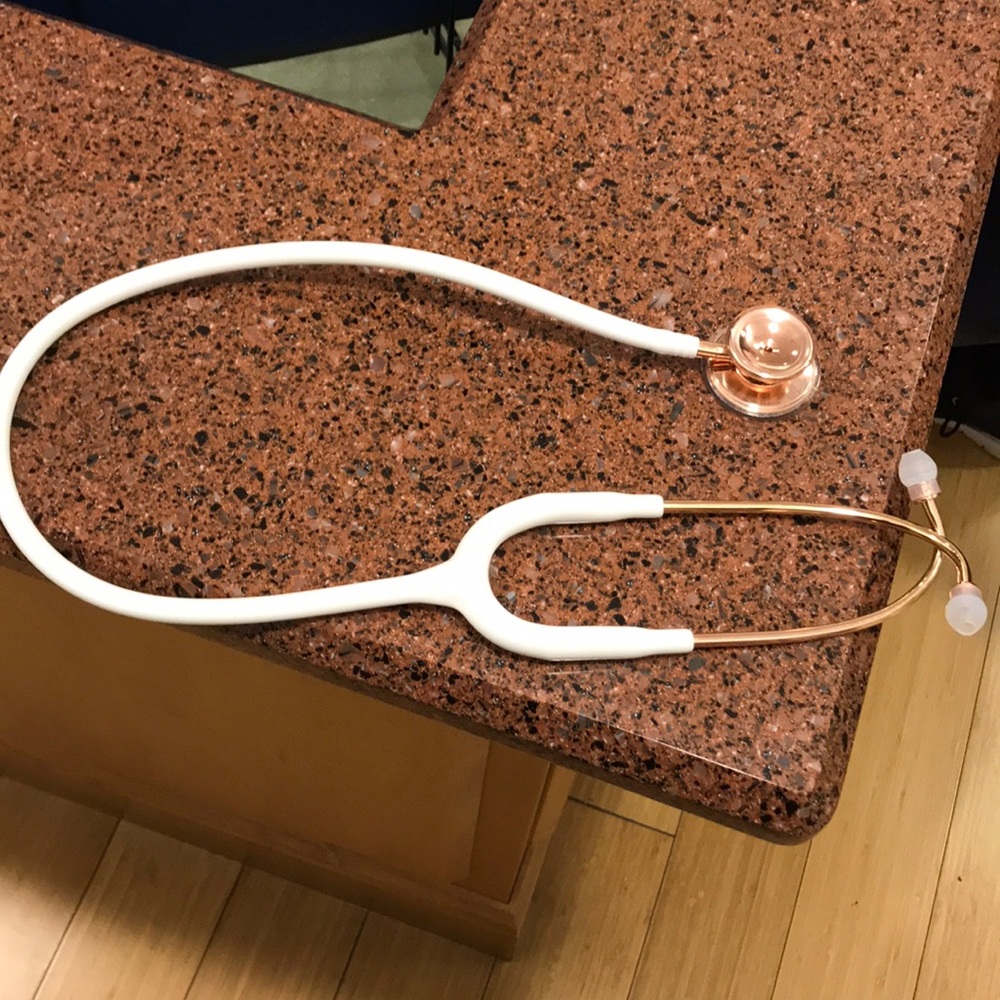 MDF Stethoscope - white with rose gold.